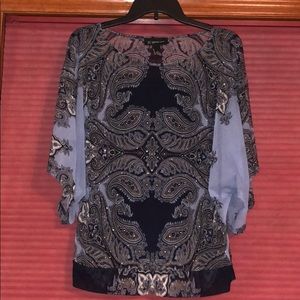 I-N-C navy blue and sky blue blouse